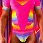 Gayparadise Rainbow Gradient Mesh See-Through Patchwork Bodysuit