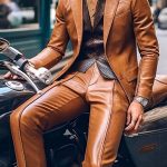 PU Leather Lapel Single Breasted Blazer Pants Two Piece Set [Pre-Order]