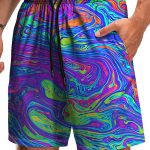 Men's Punk Style Beach Pants Thick Ink Color Painting Water Ripples Shorts