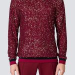 Sequin Textured Colorblock Long Sleeve Top