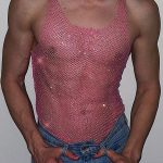 Gayparadise Unisex Festival Pink Mesh Premium Rhinestone Raw Cut Tank Top