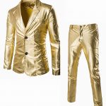 Metallic Slim Fit Blazer Pants Festival Two Piece Set