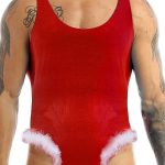 Christmas Faux Fur Trimmed Stretchy Bodycon Velvet Bodysuit [Pre-Order]