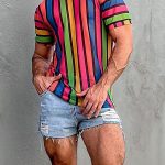 GayparadiseRainbow Striped See-Through Mesh T-shirt