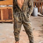 Gayparadise Camo Tunic Lapel Long Sleeve Cargo Pant Jumpsuit