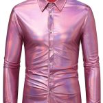 Casual Glitter Long Sleeve Slim Fit Shirt