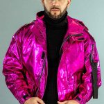 Gayparadise Shiny Reflective Metallic Coated Fabric Zipper Hooded Jacket With Pockets