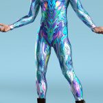 Gayparadise Psychedelic Metallic Print Long Sleeve Stretchy Jumpsuit