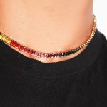 Rainbow Rhinestone Gemstone Shape Beads Necklace