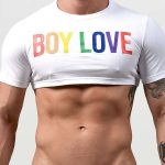 Gayparadise Rainbow BOY LOVE Print Short Sleeve Crop T-shirt