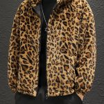 Gayparadise  Leopard Print Zipper Faux Fur Hooded Coat