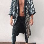 Gayparadise Argyle Glitter Silver Loose Hooded Kimono