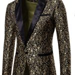 Gilding Lace Jacquard Satin Stitching Lapel Collar Vintage Blazer