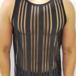 Mesh See Through Striped Casual Sleeveless Tank Top