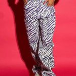 Casual Zebra-Striped Print Slim Fit Pants