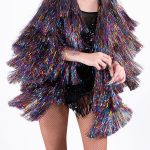 Gayparadise Tinsel Fringe Reflective Rainbow Festival Swing Jacket