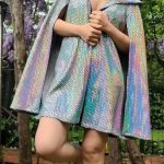 Gayparadise Iridescent Laser Sequin Hooded Festival Cape