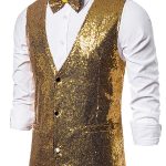 Men's Sequin Deep V-Neck Button Basics Vest