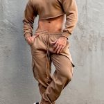 Gayparadise Casual Crop Top Cargo Pants With Pockets Two Piece Set