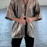 Gayparadise Shiny Half Sleeves Gold Casual Kimono Robe