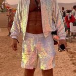 GayparadiseIridescent Sequin Long Sleeve Jacket Shorts Two-Piece Set