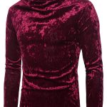 Casual High Neck Long Sleeve Slim Fit Velvet Shirt