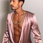 Gayparadise Satin Wrap Deep V Neck Slim Fit Pink Shirt