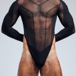 Gayparadise  See Through Mesh Patchwork Stretchy Bodycon Thong Bodysuit