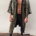 Gayparadise Argyle Glitter Gold Loose Hooded Kimono