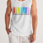 Casual Rainbow Striped Letter Print White Tank Top