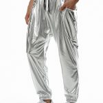 Gayparadise  Metallic Slim Fit Silver Tapered Pants