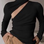 Gayparadise Casual Cut Out High Neck Slim Fit Black Top