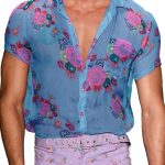 Gayparadise Men's Floral Printed Short Sleeve Casual Shirt