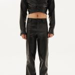 PU Leather Back Cut Out Crop Jacket Pants Party Two Piece Set [Pre-Order]