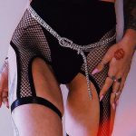 Black Mesh Stitching Hollow High Waist Leggings Shorts