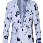 Ink Painting Printing Lapel Collar Vintage Semi Formal Blazer