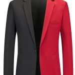 Casual Colorblock Black And Red Long Sleeve Slim Fit Blazer