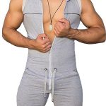 Men's Zipper Hooded Casual Sports Medium Waist Rompers Suits