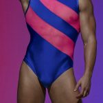 Gayparadise See-Through Mesh Patchwork Blue And Pink Stretchy Bodysuit