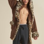 Leopard Print Faux Fur Patchwork Hooded Coat [Pre-Order]