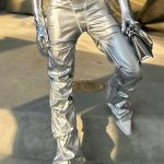 Gayparadise Metallic Fold Slim Fit Silver Pants