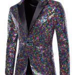 Gayparadise Rainbow Sequins Lapel Collar Button Festival Long Sleeve Blazer