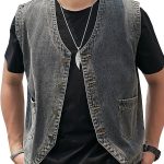 Men's Casual Denim Pocket V-Neck Solid Color Vest