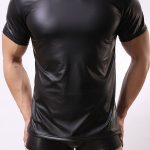 Fuax Leather Slim Fit Casual T-Shirt