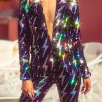 Gayparadise Unisex Sequin Lapel Collar Blazer Pants Black Two Piece Set