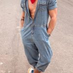 Gayparadise Casual Short Sleeve Light Blue Jumpsuit With Pockets