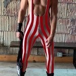 Halter Suspenders Red And White Striped Sleeveless Jumpsuit [Pre-Order]