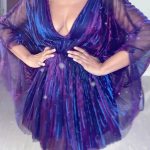 Iridescent See-Through Soft Backless Purple Party Mini Dress