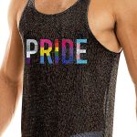 Gayparadise Men's Pride Letter Print Sleeveless U-Neck Black Tank Top