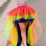 Gayparadise Rainbow Mesh See Through Irregular Hem Tutu Skirt